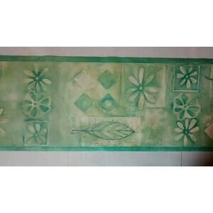 Rosedale Green Diamonds Flowers Leaves Wall Border 5.4 Yds